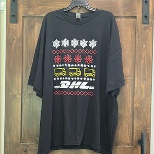 E119 DHL Winter Delivery Black Graphic T-Shirt Sz 5XL NWOT